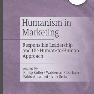Εξώφυλλο του audiobook «Humanism in Marketing: Responsible Leadership and the Human-to-Human Approach», με λιλά αφηρημένο φόντο, σκούρα γκρι τυπογραφία και λογότυπο audiobook.